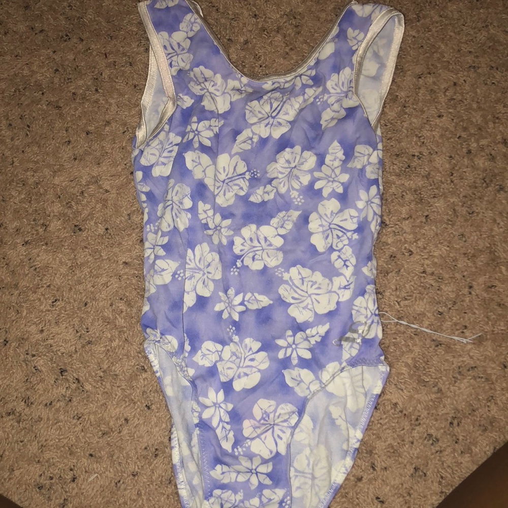 Floral Blue Gymnastic Leotard